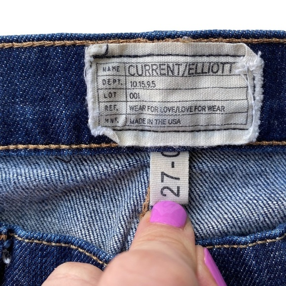 Current Elliot Jeans Size 27 The Beatnik Cuffed Ankle Crop Columbus Blue Wash - Picture 10 of 10